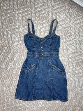 Japna Denim Dress Button-Front Mini - Size S